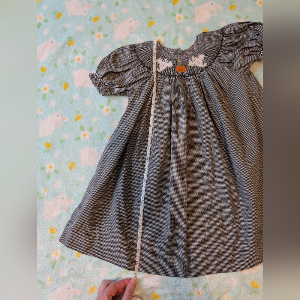 Chocolate Soup Embroidered Halloween Ghosts Black White Gingham Toddler Dress - Picture 10 of 10